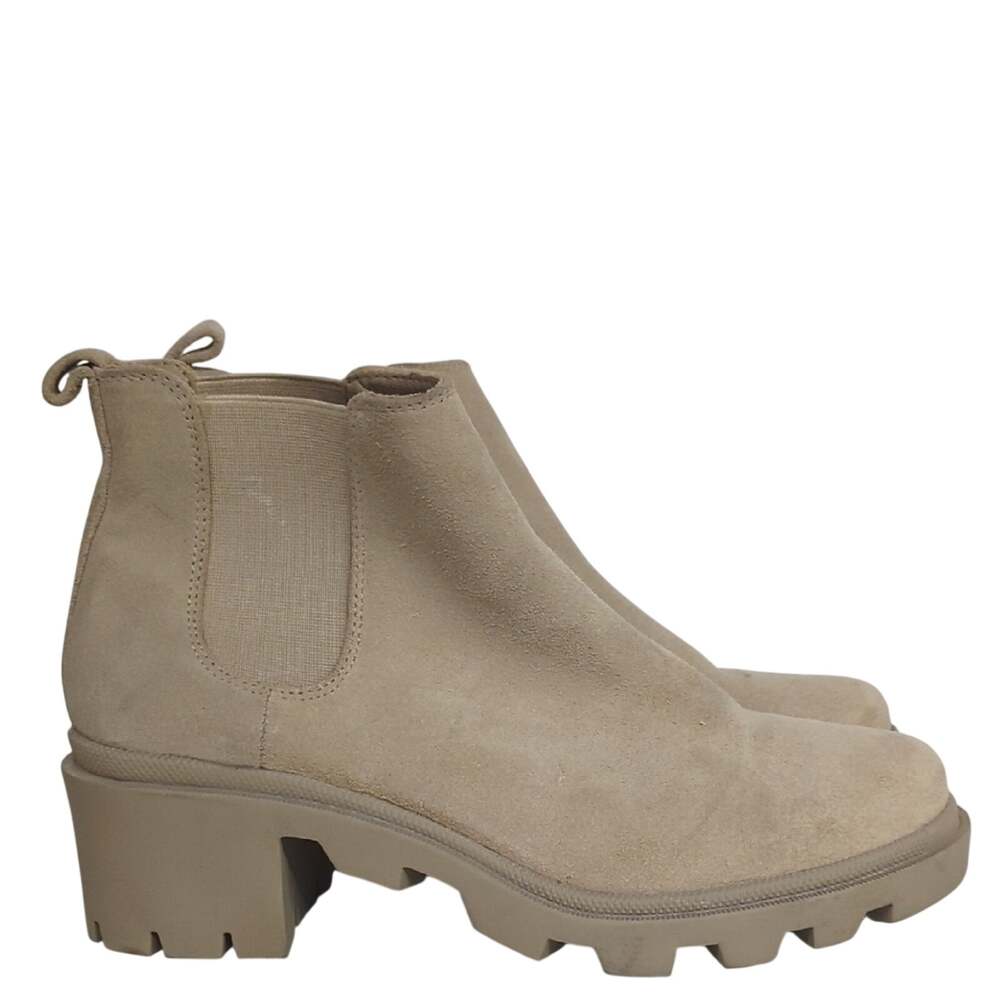 New as is Steve Madden Sz10 bone Hadlee suede stretch pull on Chelsea heel boot